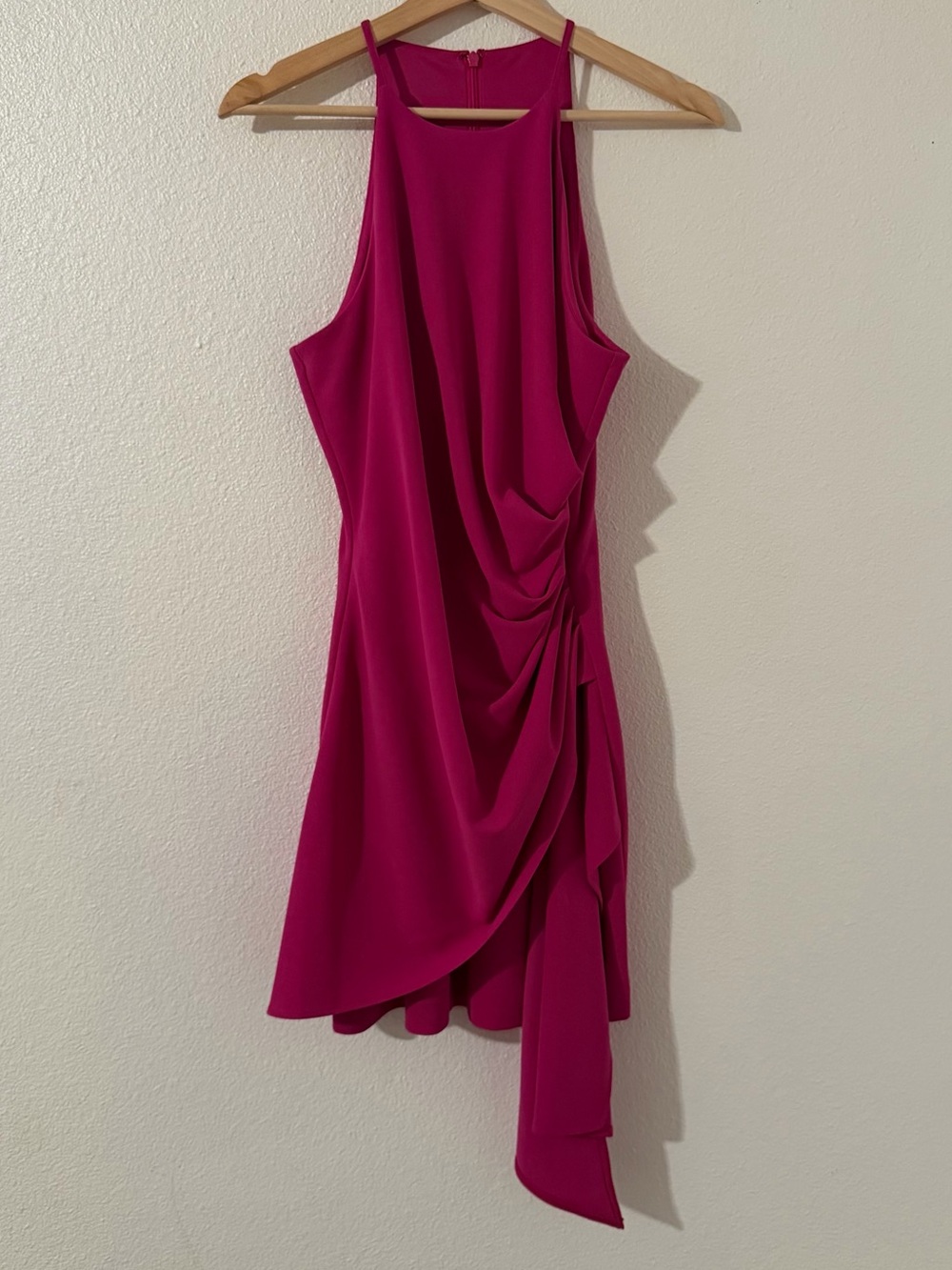 Badgley Mischka Belle Daphne Stretch Halter Neck Asymmetrical Mini Dress Size 8